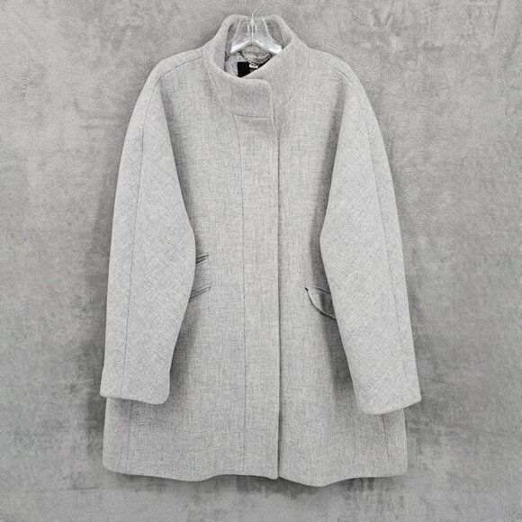 J Crew Cocoon Coat 22 Italian Stadium Cloth Wool Blend Nello Gori Grey Full Zip - Picture 1 of 14